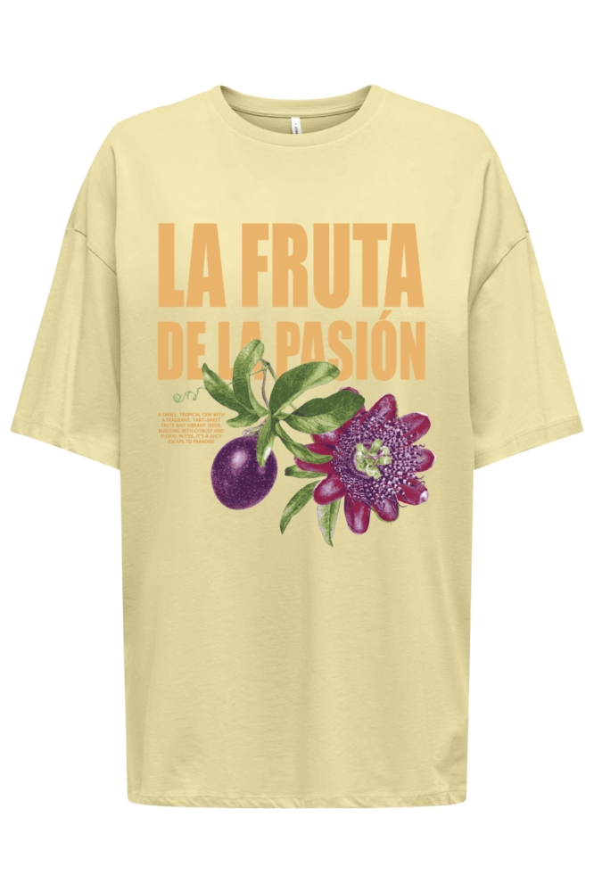 ONLROSIE S/S OVERSIZE TEE CS JRS 15369746 PASTEL YELLOW/LA FRUTA
